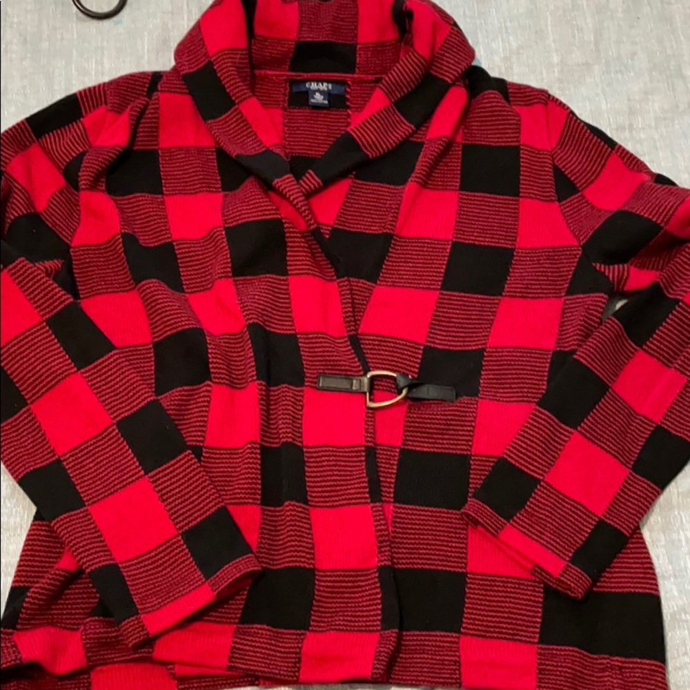 SALE! Chaps Buffalo Plaid Sweater Cardigan Size XL